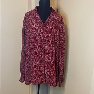 Notations Woman Red Black and Cream Button Down Shirt